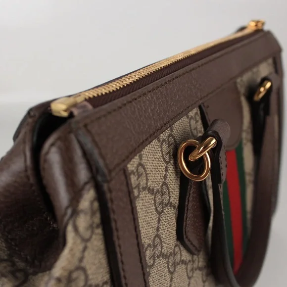 Gucci Beige and Brown Satchel with Red and Green Stripe - Picture 12 of 15